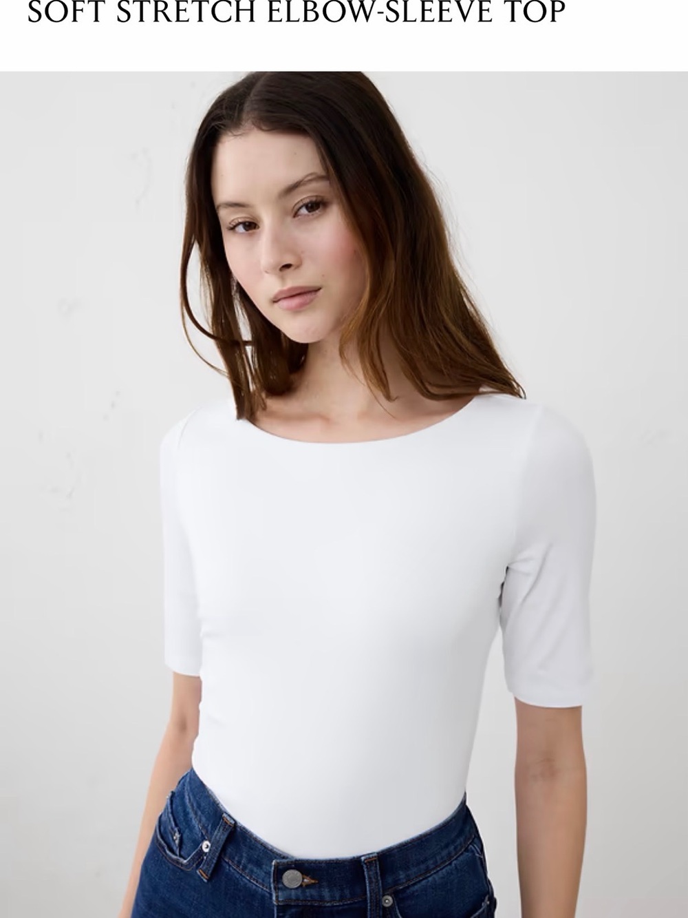 Banana Republic White Short-Sleeve Boatneck Top
